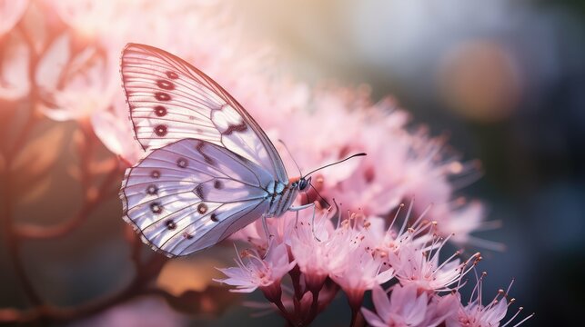 flower light pink butterfly