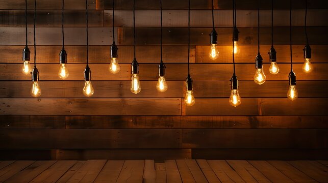 bulbs wooden background lights