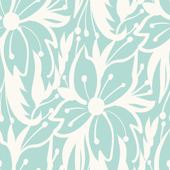 Monochrome  seamless pattern with flowers.  Vector