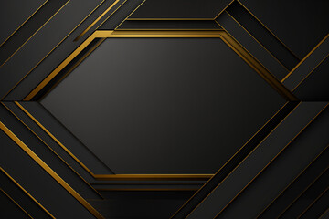 Geometric Abstract Design, Black and Gold Luxury Pattern - obrazy, fototapety, plakaty