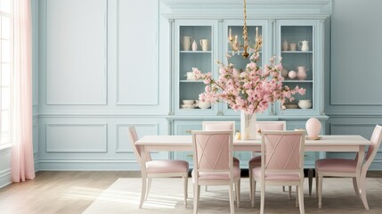 Fototapeta na wymiar dining pastel furniture
