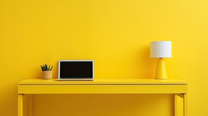 setting yellow desk