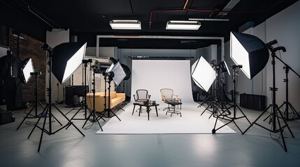 lit video studio lighting - obrazy, fototapety, plakaty