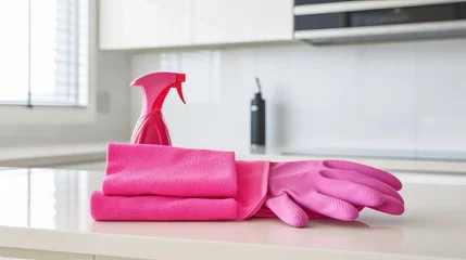 Foto op Canvas bright pink cleaning gloves © vectorwin