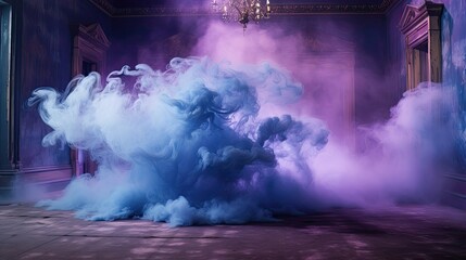 floating purple blue smoke