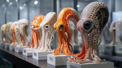 Elegant Display of Abstract Octopus Sculptures at Gallery