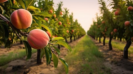 trees top peach fruit