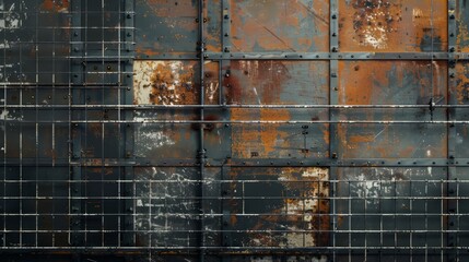 Architectural grid backdrop with industrial elements and urban vibes