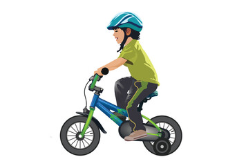 Fototapeta na wymiar Boy riding bicycle color vector for background design.
