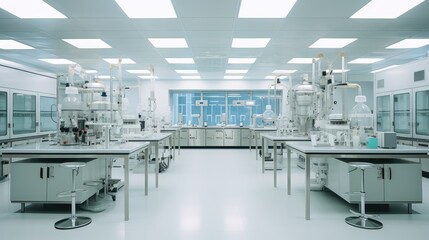 microscope laboratory equipment clean room - obrazy, fototapety, plakaty