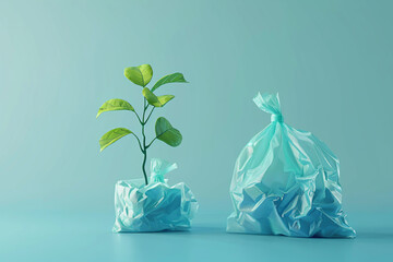 Environment,3d objects Plastic Bag are recycled into inventions, isolated