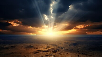 storm sun through dark clouds