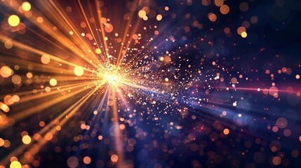 Obraz premium Dynamic burst of light against a dark background, perfect for adding excitement to designs