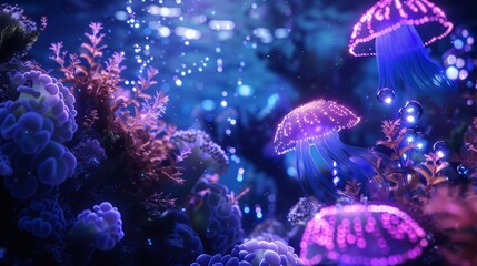 Enchanting 3D glow highlighting the beauty of underwater life