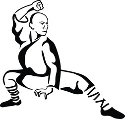 Shaolin Kungfu Martial Art Vector Silhouette