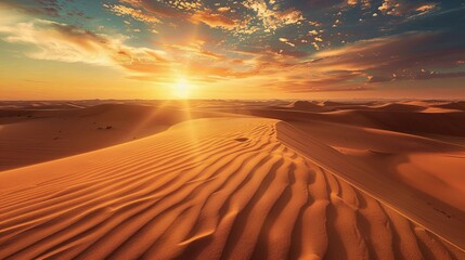 desert landscape with dunes at sunset