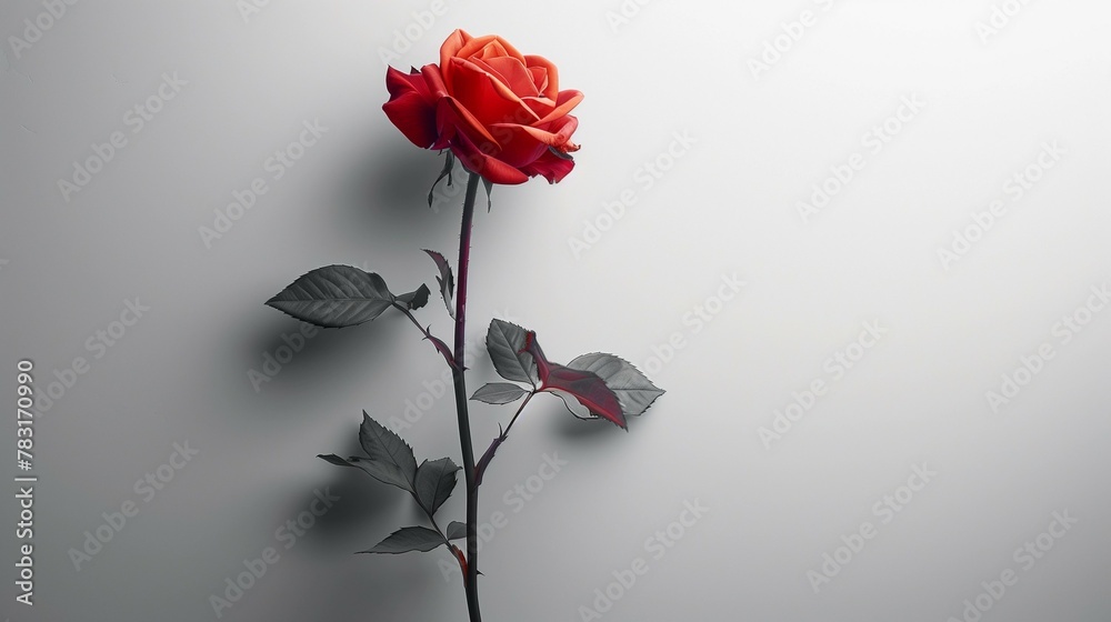 Sticker Elegant Rose on White Background, generative ai