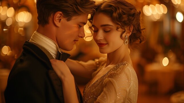 Glamorous 1920s Couple: Expressions and Movement, generative ai