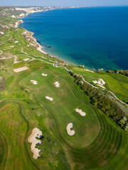 Aerial View of Golf Course by the sea
