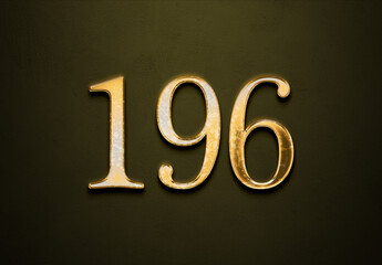 Old gold effect of 196 number with 3D glossy style Mockup.	