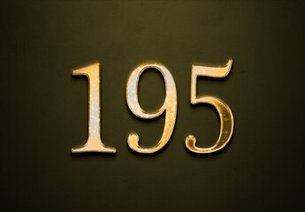 Old gold effect of 195 number with 3D glossy style Mockup.	