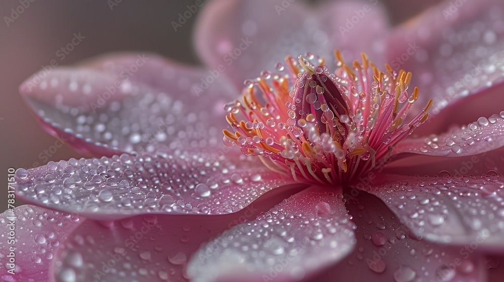 Canvas Prints Southern Charm: Magnolia Flower with Dewdrops, generative ai