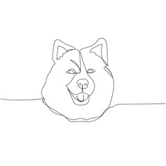 Samoyed, sled dog, aboriginal breed, companion dog one line art. Continuous line drawing of friend, dog, doggy, friendship, care, pet, animal, family, canine.