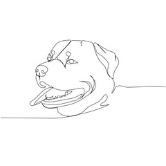 Rottweiler, guard dog, service dog, dog breed, companion dog one line art. Continuous line drawing of friend, dog, doggy, friendship, care, pet, animal, family, canine.