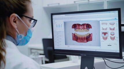 Woman Wearing Face Mask Looking at Computer Screen