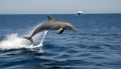 A-Dolphin-Riding-The-Wake-Of-A-Passing-Ship-