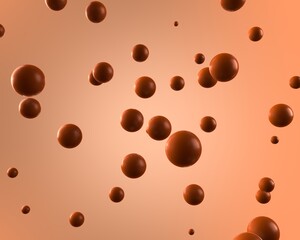 Chocolate balls on brown background with place for your content.3D render, 3D illustration
