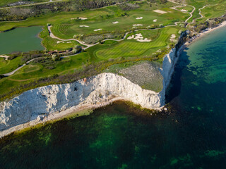 Aerial View of Golf Course by the Sea