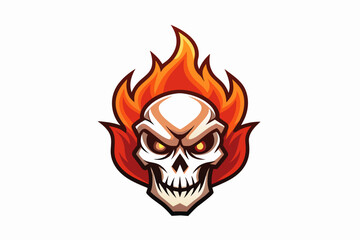unqiue professional fire skull mascot logo with no text simple clean, elegant, vector colorize white background