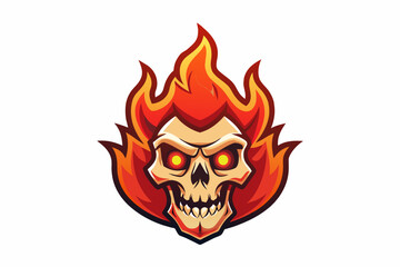 unqiue professional fire skull mascot logo with no text simple clean, elegant, vector colorize white background