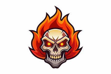 unqiue professional fire skull mascot logo with no text simple clean, elegant, vector colorize white background