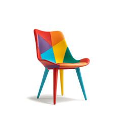 Retro colorful leather chair on white background
