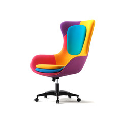 Colorful office swivel chair on white background