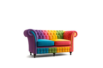 Retro colorful luxury sofa on white background