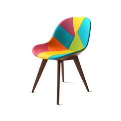 Retro colorful leather chair on white background