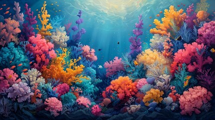 Fototapeta na wymiar Colorful Marine Life Extravaganza, generative ai