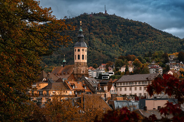 A View On a Baden Baden City Center and A Mercur Mountain on an Autumn Day