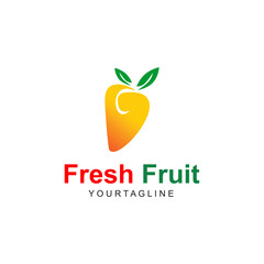 Fresh Mango Fruit Vector Graphic Logo.