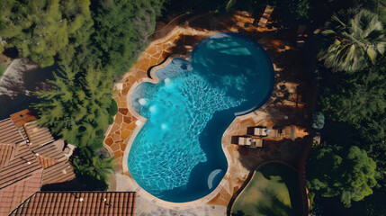 Aerial View of a Swimming Pool