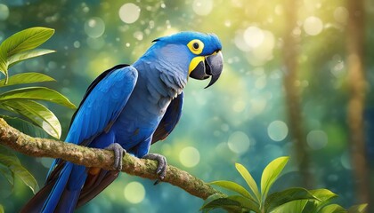 hyacinth macaw perched on a branch