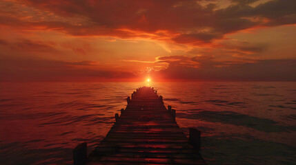 Sunset at the End of an Ocean Pier