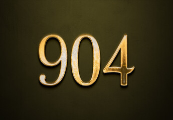 Old gold effect of 904 number with 3D glossy style Mockup.	