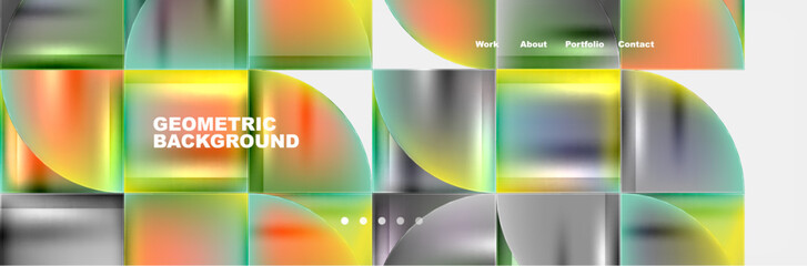 it is a geometric background with circles and squares