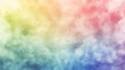Fototapeta premium Watercolor background with soft pastel tones and splashes of paint, using a delicate rainbow color palette