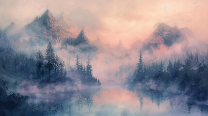 Ethereal pastel landscape capturing the fleeting beauty of the natural world in fine art