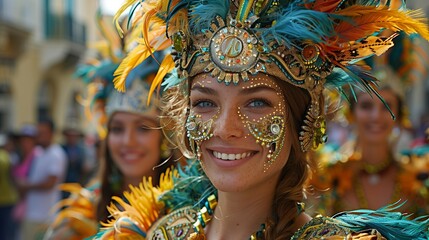 Colorful Parade at Amalfi Coast Festival, generative ai